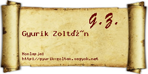 Gyurik Zoltán névjegykártya