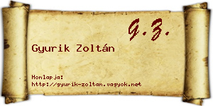 Gyurik Zoltán névjegykártya